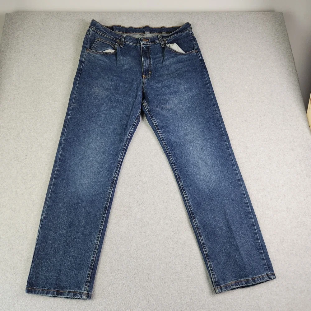 Wrangler Jeans Mens‎ 34x30 Blue Denim Medium Wash Super Stretch Straight Leg